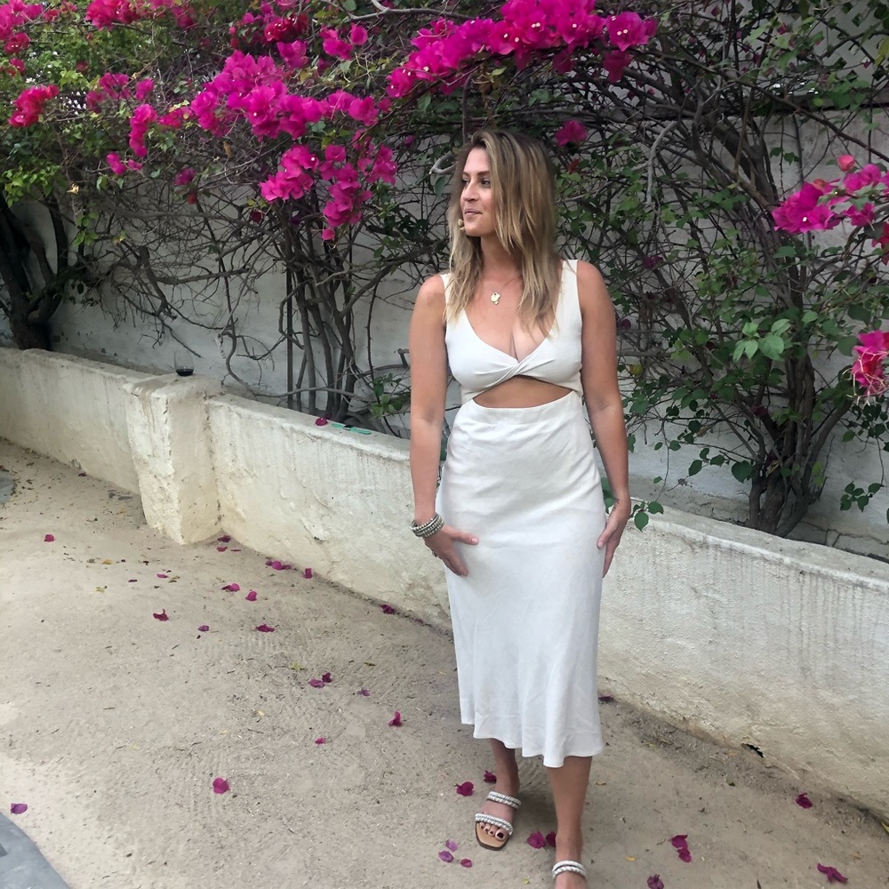 Petal & Pup linen cutout midi dress